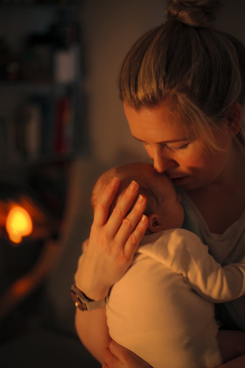 Mother holding baby